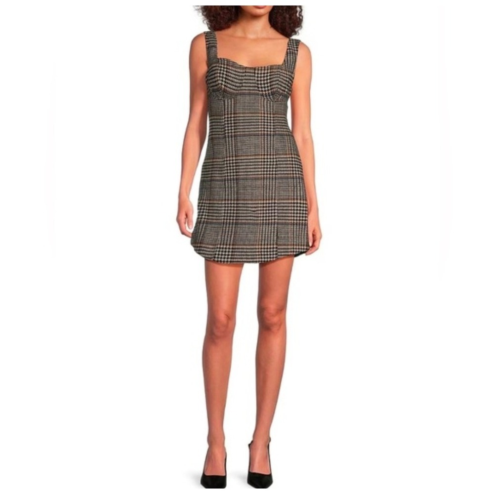Le' AL.X Size L Glen Plaid Woven Wool Blend Lined Plaid Tank Dress NWT $189 1026 - Picture 3 of 16